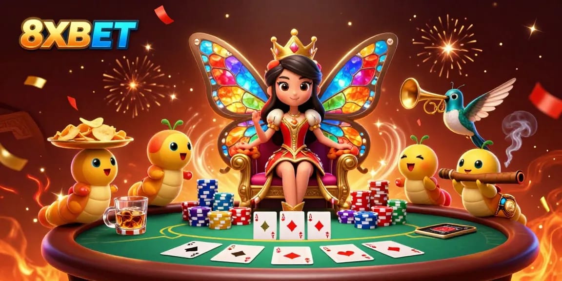 Experience thrilling gameplay at 8XBET with colorful casino elements and dynamic characters.