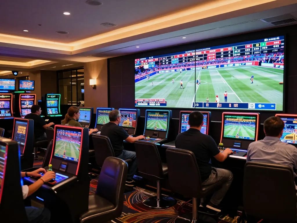 Engaging sports betting scene at a casino highlighting the dynamic atmosphere of tylebongda betting