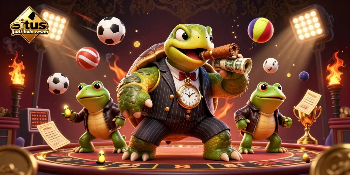 Experience situs judi bola resmi through dynamic sports betting action with engaging graphic elements.