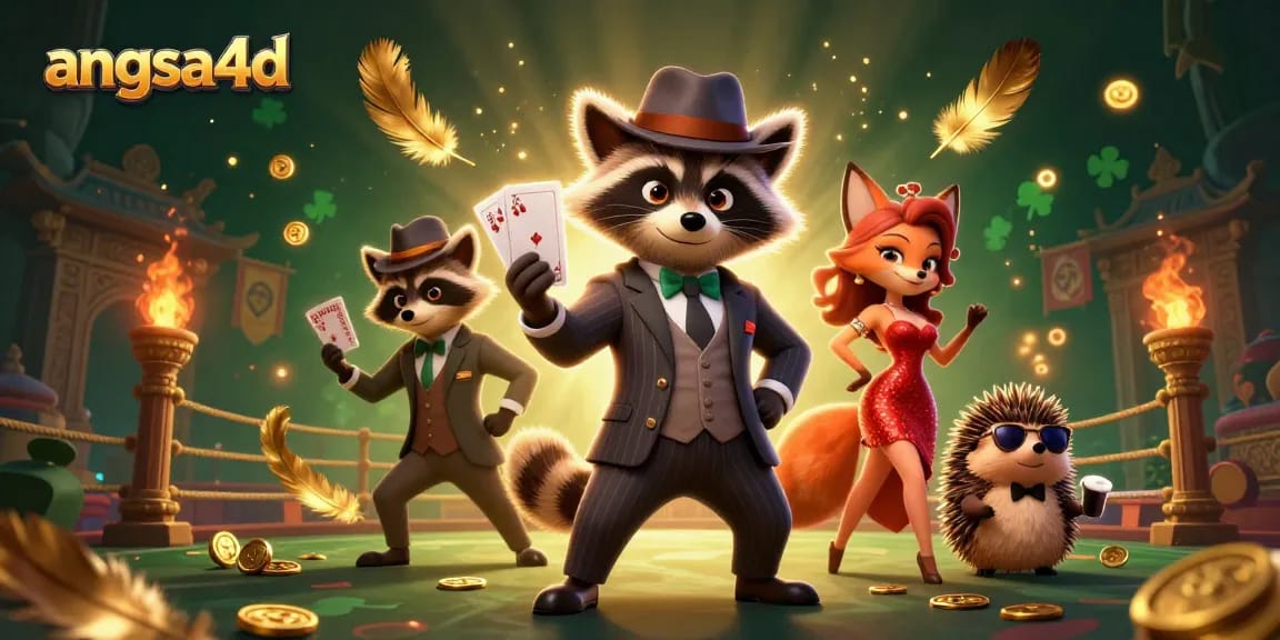 Experience thrilling wins at angsa4d with a lively casino scene featuring charming animal characters.
