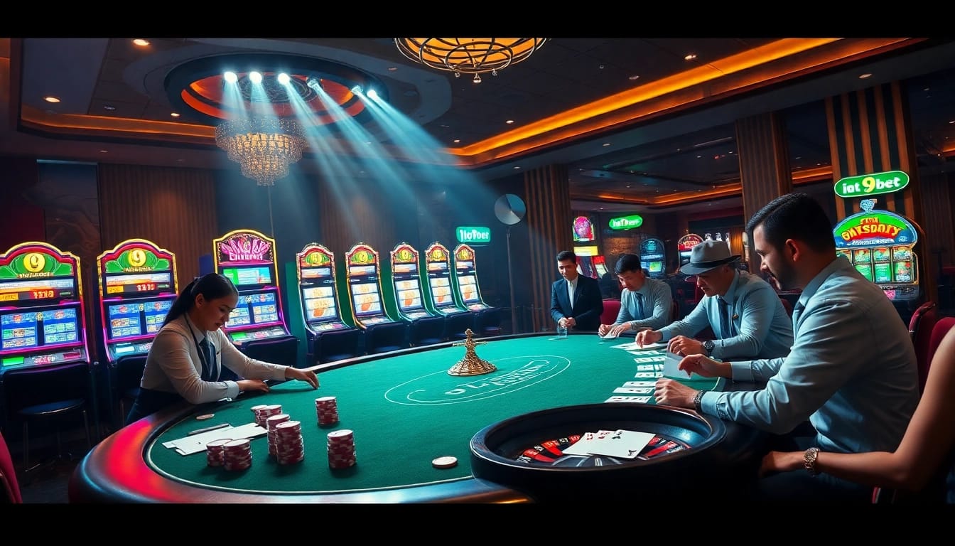 Experience thrilling moments at i9bet with vibrant casino games and professional dealers, showcasing an exciting gaming atmosphere.