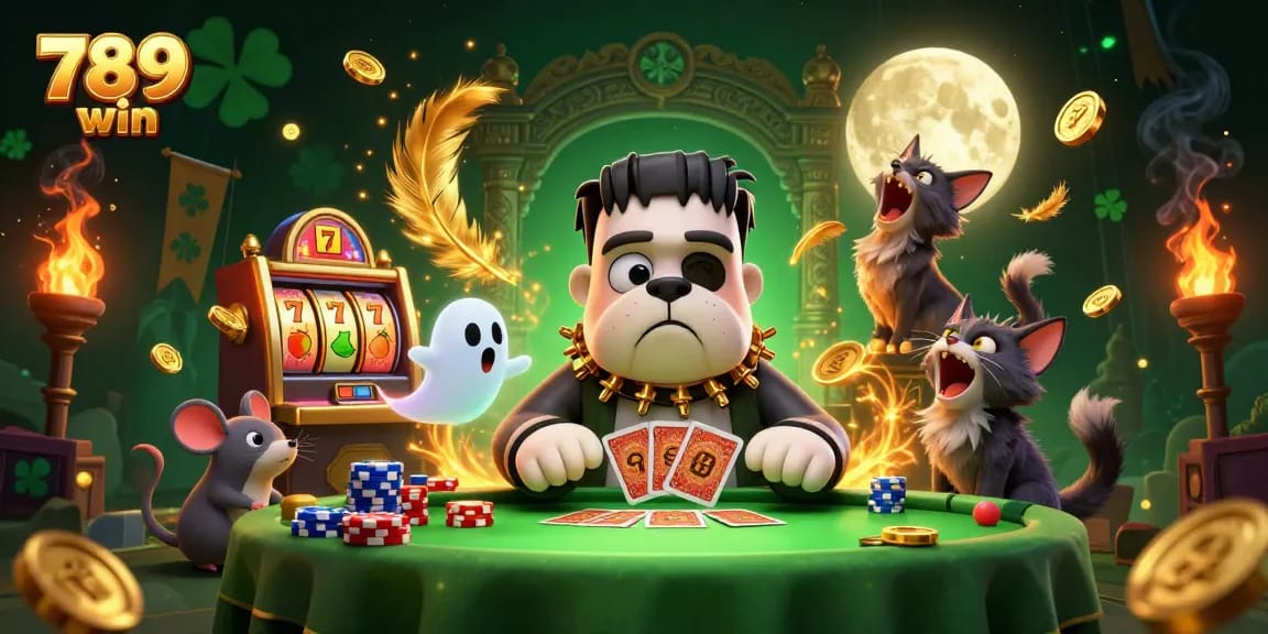 Experience the thrill of 789 win with dynamic characters and slot games in a vibrant casino scene.