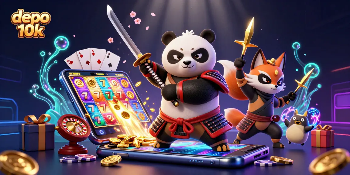 Experience the excitement of depo 10k slots with dynamic characters and vibrant casino elements.