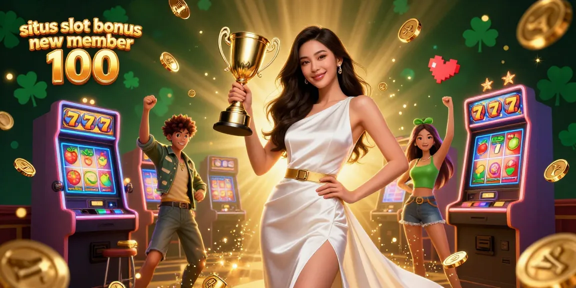 Experience excitement at situs slot bonus new member 100 with a victorious player celebrating a jackpot win.