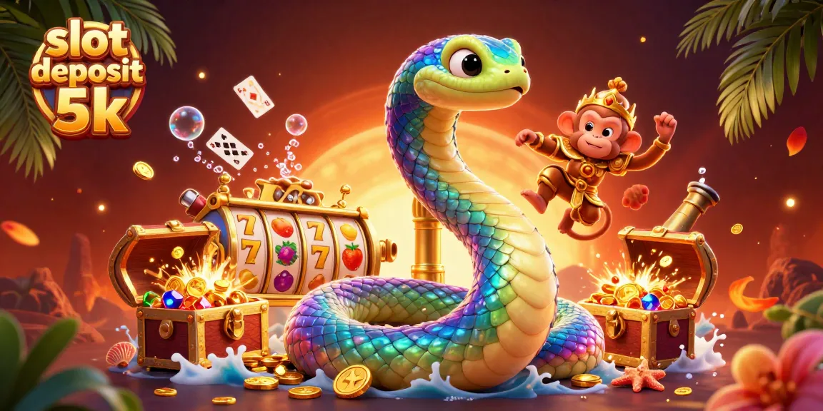Engage with thrilling slots in the vibrant illustration depicting slot deposit 5k adventures, featuring animated casino elements.