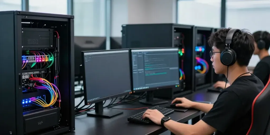 Advanced gaming server room showcasing qqmacan's high-performance technology.
