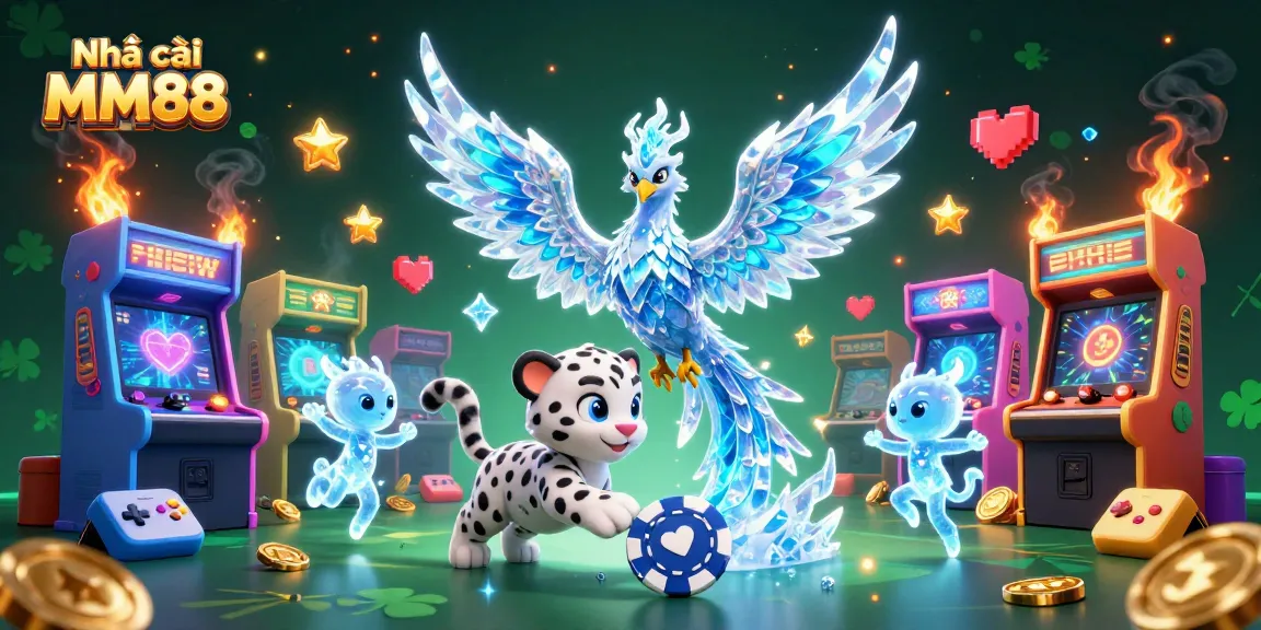 Experience the excitement of Nhà cái MM88 with vibrant characters and dynamic gaming elements in a colorful casino scene.