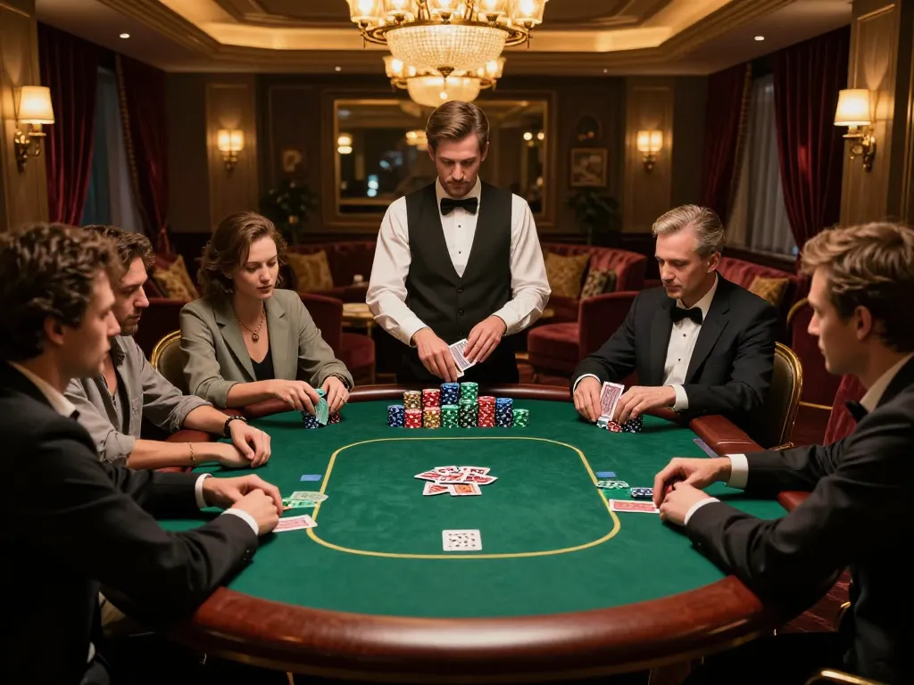 KONG88 poker players engaging in high-stakes game with strategic bets and intense focus.