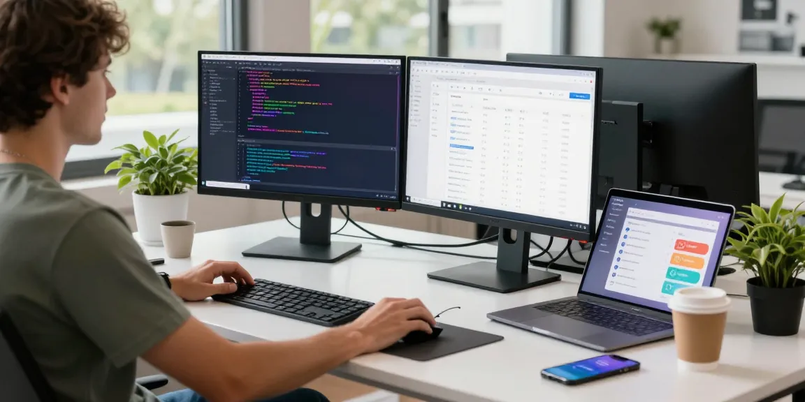 MoltBot integration showcased in a modern tech workspace with dual monitors, vibrant coding atmosphere promoting productivity.