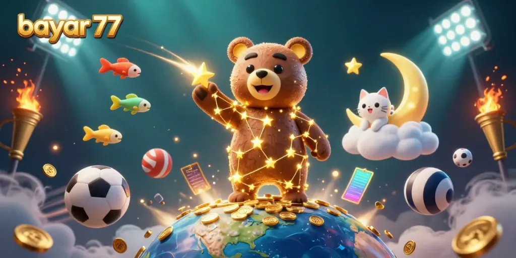 Experience dynamic gameplay in Bayar 77 with golden stars and sports excitement.