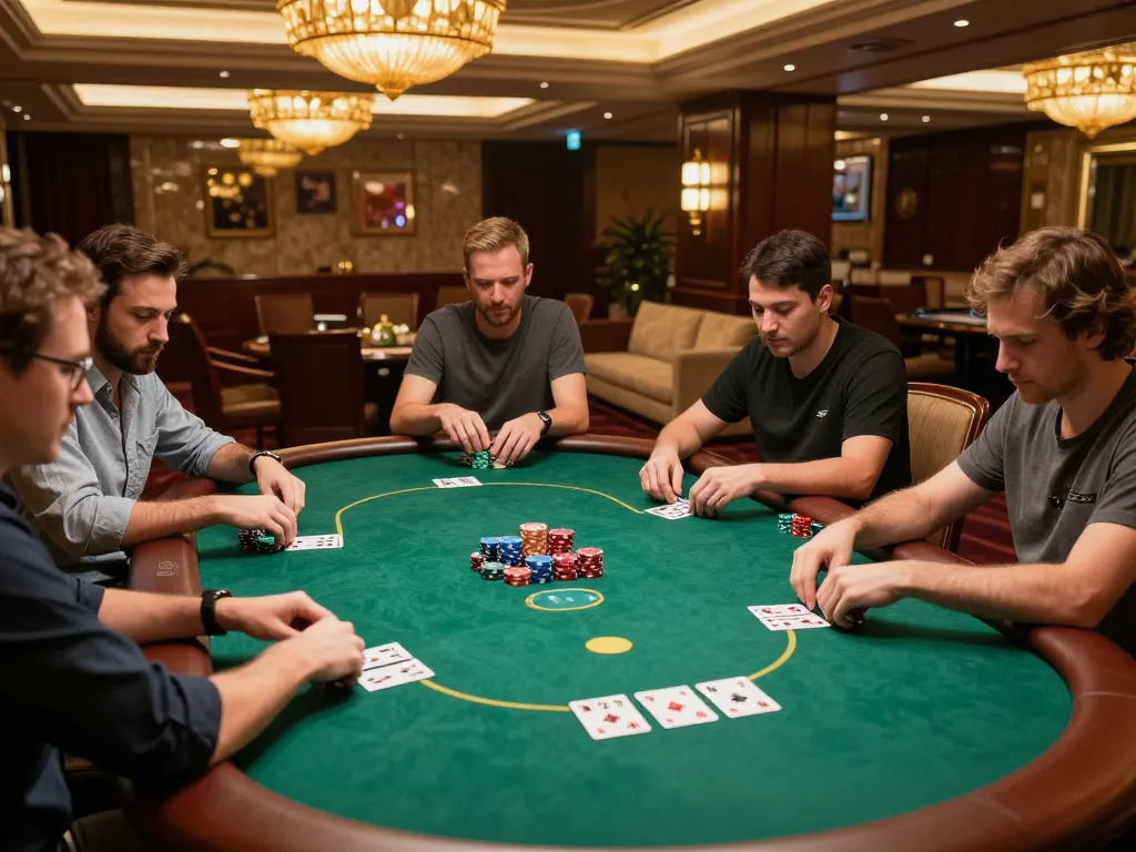 Experience the thrill of high-stakes poker at mb88 in an upscale VIP gaming area.