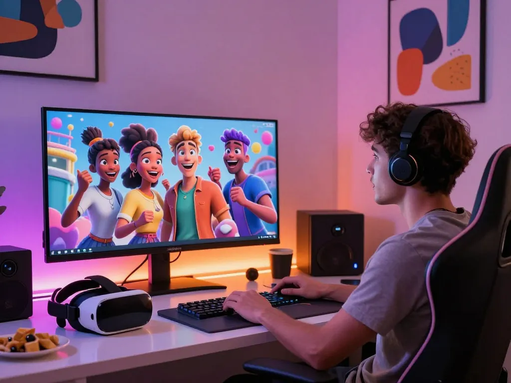 Immersive interaction with nsfw ai characters in a modern workspace, showcasing engagement and excitement.