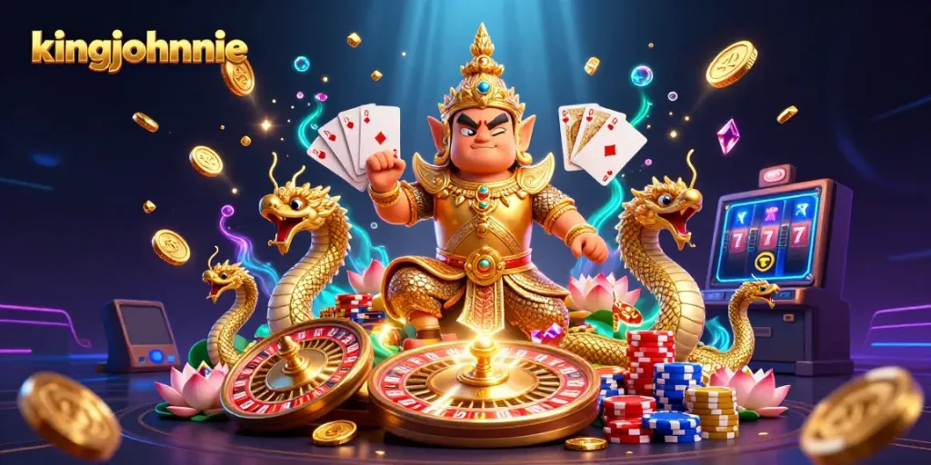 Experience thrilling games at kingjohnnie casino with lots of colorful elements and golden treasures.