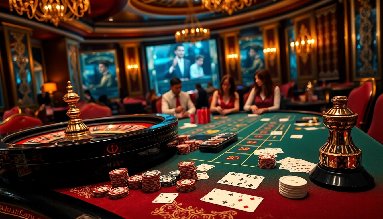 Experience excitement at https://nekatwin.com/, featuring a glamorous casino table with vibrant poker chips.