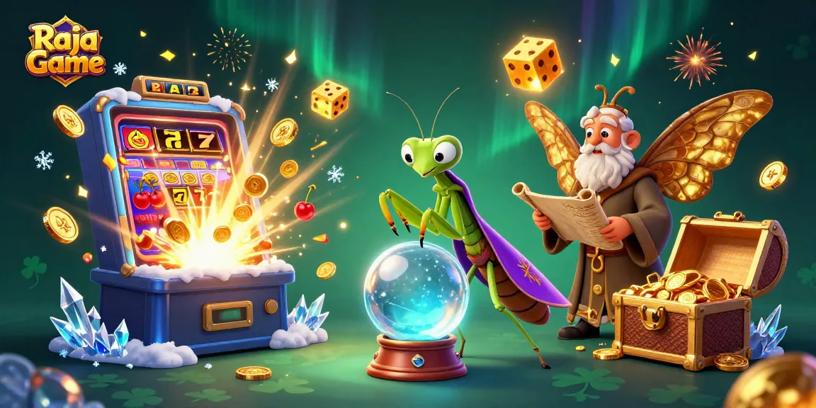 Experience thrilling gameplay with Raja Game featuring colorful slot machines, expert characters, and engaging visuals.
