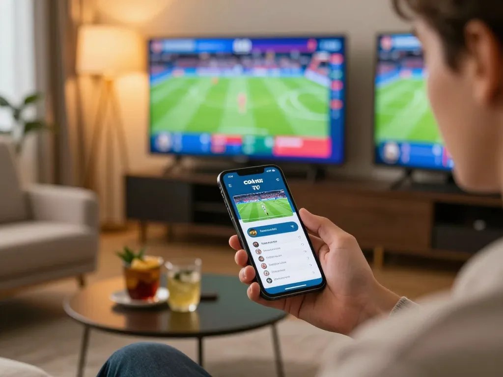 Cakhia TV app showcasing live sports betting action on a smartphone as a user engages with exciting matches