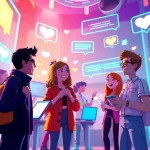 Interactive characters in a colorful chat environment representing spicychat's vibrant community.