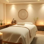 Suwon 출장마사지: A welcoming massage therapy room with soft lighting and calming atmosphere.