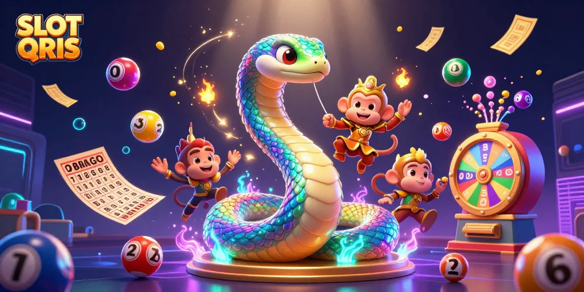 Experience winning with SLOT QRIS in a vibrant themed casino illustration filled with magical elements and play.