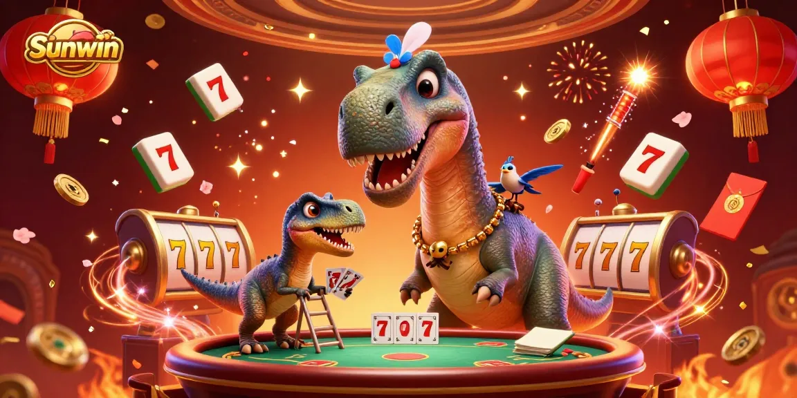 Experience thrilling gameplay at Sunwin with vibrant casino action featuring adorable cartoon dinosaurs.